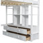 Lit mezzanine double multifonctionnel peu encombrant, conception en bois de pin, idéal pour la vie familiale moderne