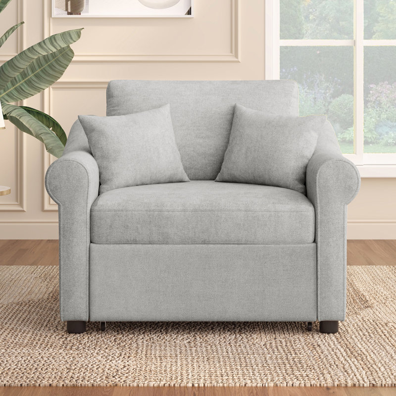 Chenille Convertible Sleeper Sofa, Gray