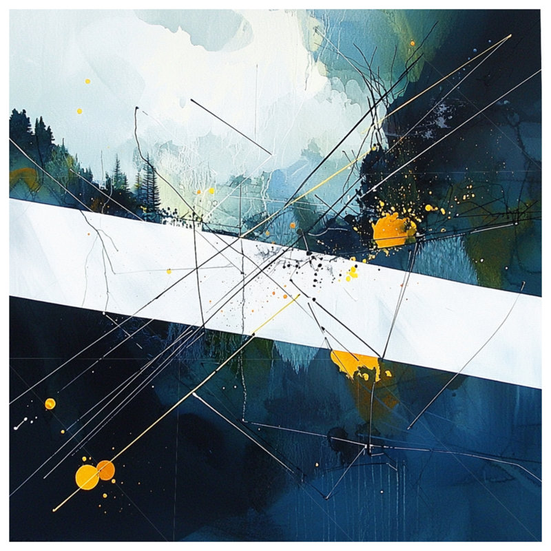 Édredon abstrait moderne avec literie, Édredon simple TG, Bleu / abstrait 1