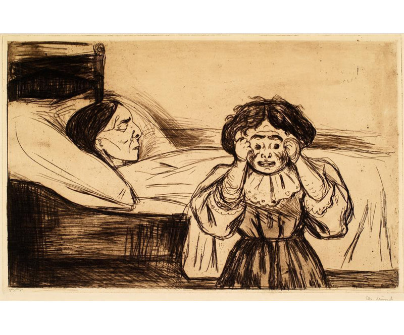 "La mère morte et son enfant" par Edvard Munch - Toile tendue avec châssis, H 24 po x l 17 po