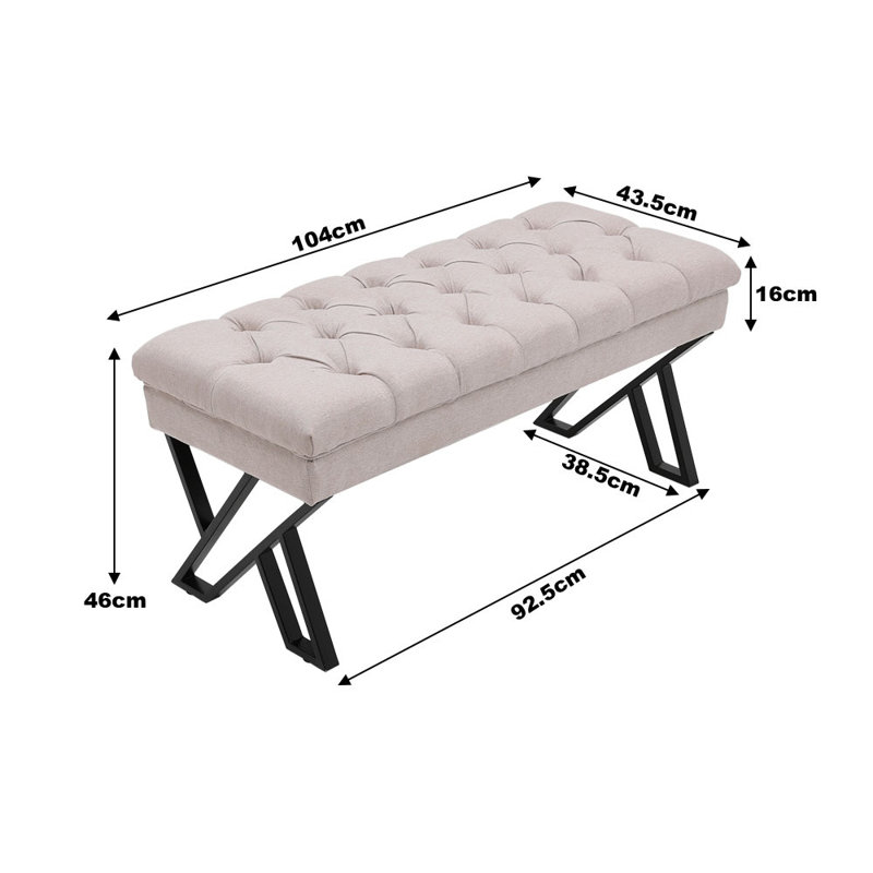 Maggielean Linen Upholstered Bench, Beige