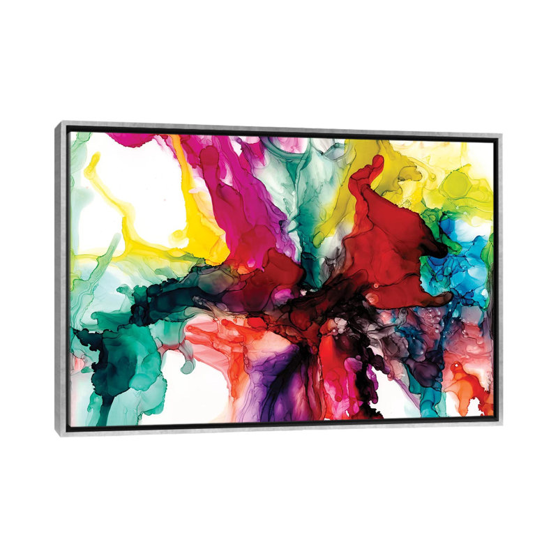 « Jeweltone Prism I » par Jennifer Goldberger-impression, Toile avec cadre argenté, H 40 po x l 60 po x 1,5 po