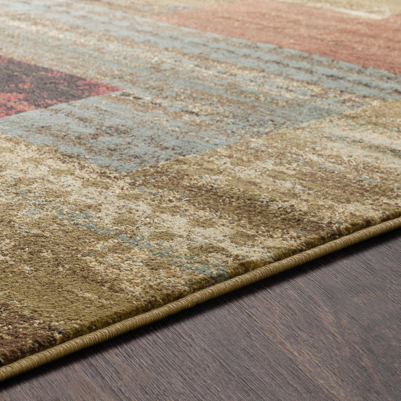 Tapis à motif géométrique brun Fegan, Rectangle 2 pi x 3 pi 3 po