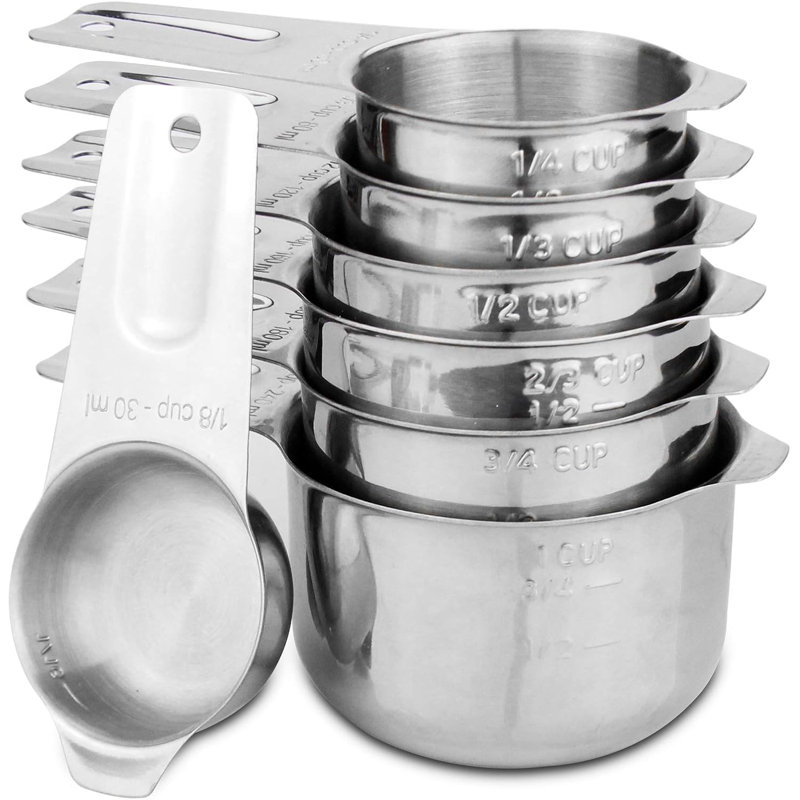 Ensemble de 7 tasses à mesurer en acier inoxydable 7 pièces