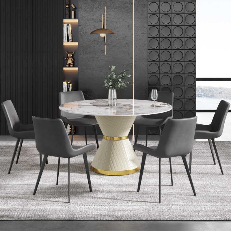 Table de salle à manger Modern, H 29,53 po x L 53 po x l 53 po, Chanel