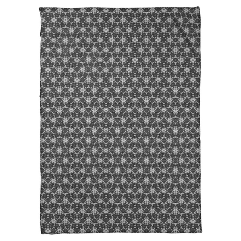 Couverture à motif de cercles ornés Katelyn Elizabeth, l 62,5 po x L 82,5 po, Noir / Gris