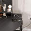 Bureau de meuble-lavabo de coin avec miroir à DEL et armoire de rangement avec tabouret pour chambre à coucher-1001803876