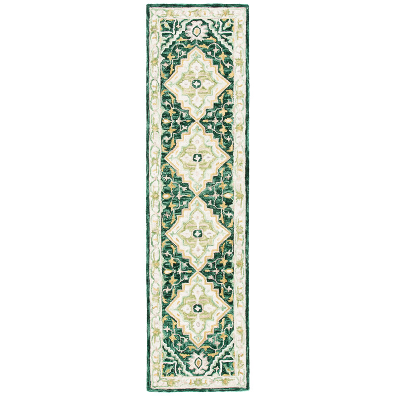 Tapis en laine touffeté à la main Southwestern, Tapis de couloir 2 pi 3 po x 9 pi