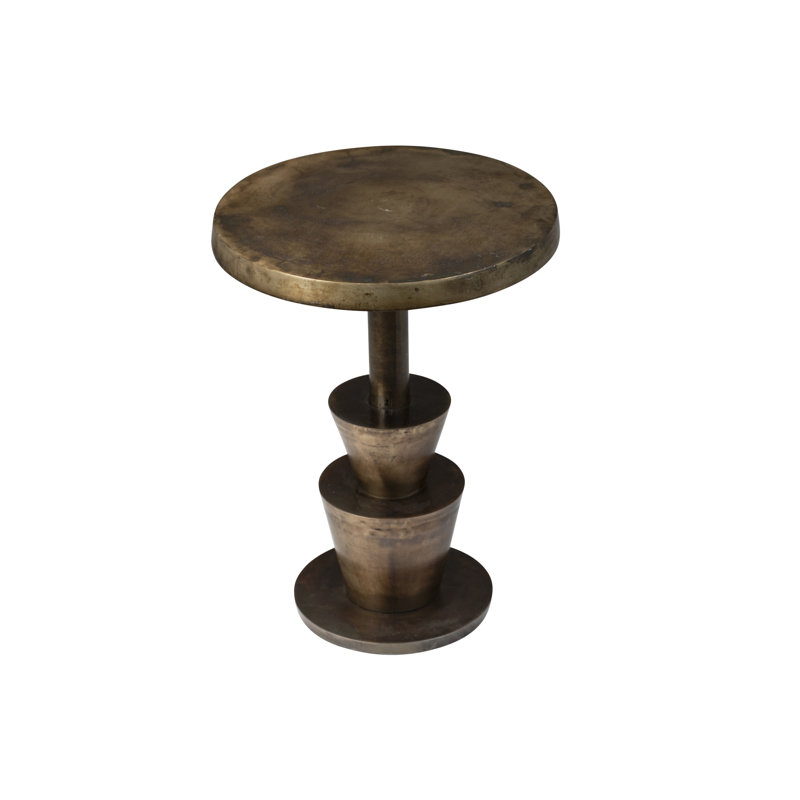 Kenway 18" Round Aluminum Sidetable, Antique Brass
