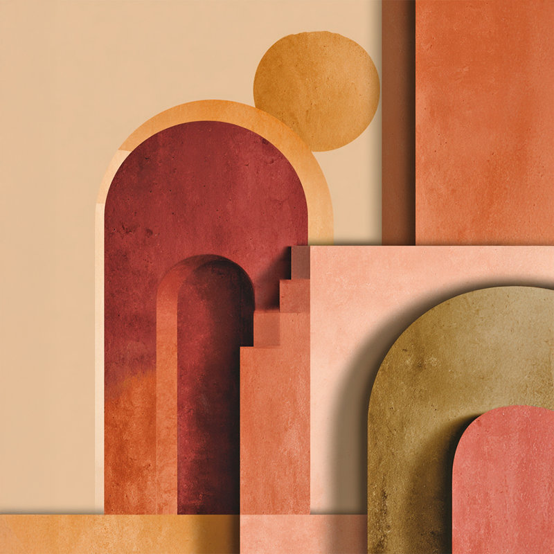 «Terracotta Arches», art mural sur toile tendue, H 40 po x l 40 po