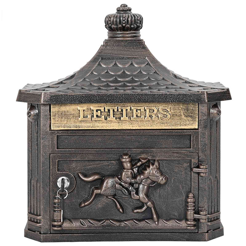 Cast Aluminum Wall Mounted Post Box, Bronze