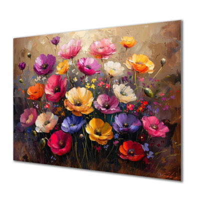 Bouquet radiant jaune coquelicots roses - salon d'art mural coquelicots