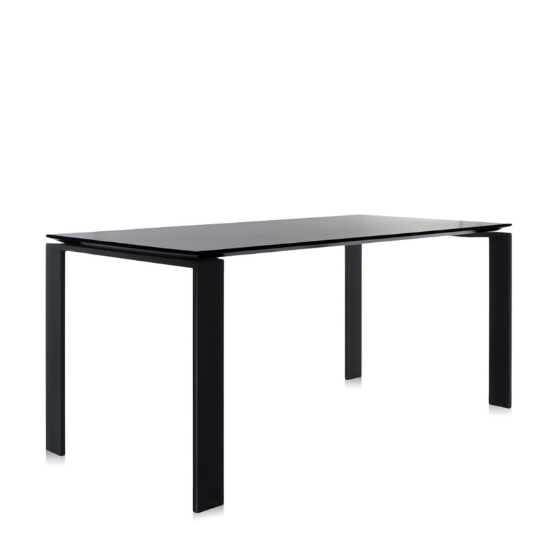 Four Metal Base Dining Table, 28" H x 62" W x 31" D, Black