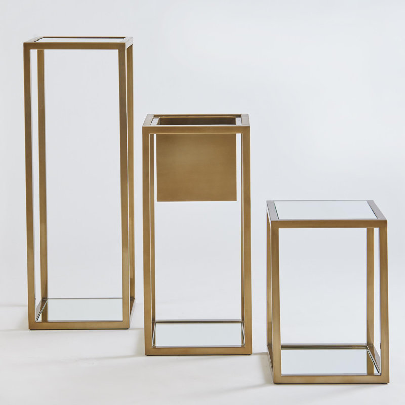 Escher Pedestal/Planter, 30" H x 14" W x 14" D, Brass
