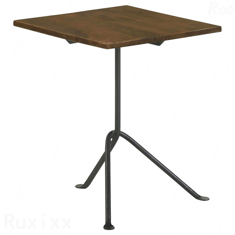 Table d'appoint brun foncé avec pieds en trépied bronze industriel