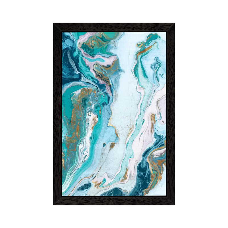 Marble Petroleum II by Eva Watts - Painting on Canvas, 66.04 cm H x 45.72 cm W, Black Framed