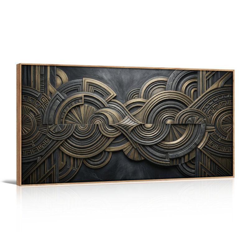 Ensemble de 1 toile murale d'art géométrique, L 40 po x H 20 po, Naturel