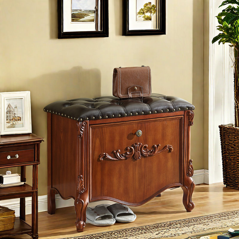 6 Pair Shoe Storage Bench, Tan