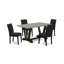 Ensemble de salle à manger 5 pièces pour 4 personnes comprenant une table rectangulaire à pieds en V et 4 chaises rembourrées en lin noir, 91 x 152 cm, multicolore-5203063-5203066