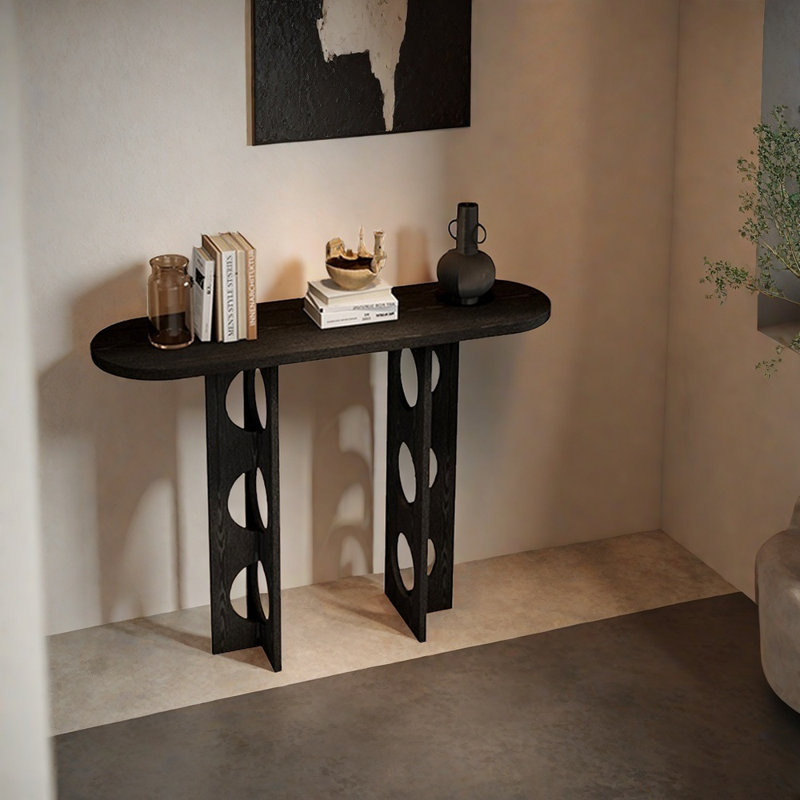 Console en frêne blanc, H 31,5 po x l 39,4 po x P 13,8 po, Noir, noir, noir, noir, Noir, noir, noir, noir