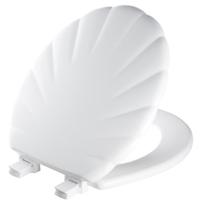 Mayfair Shell Sculptured Wood Toilet Seat, Easily Removes for Cleaning, Hinges Never Loosen, Round
