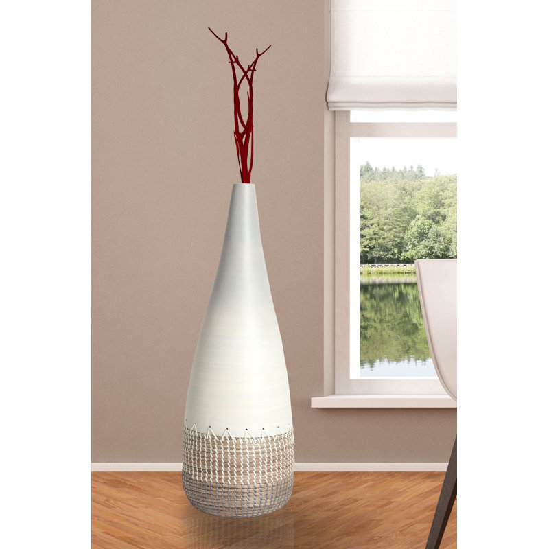 Esai Handmade Wood Floor Vase, 31.25" H x 10.5" D x 10.5" D