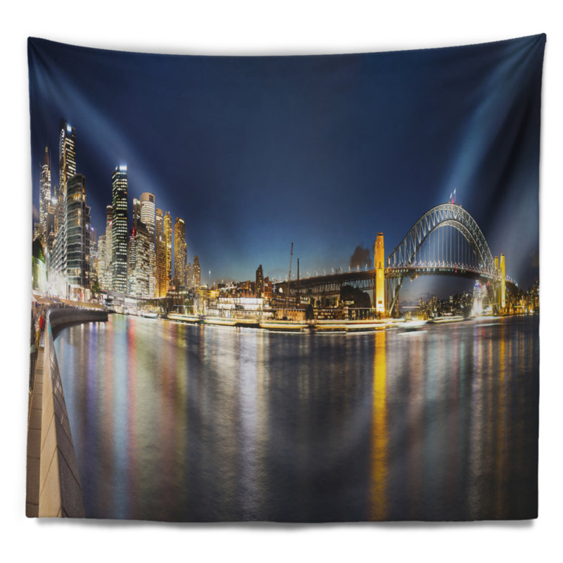 Tapisserie panorama nightfall cityscape sydney, H 32 po x l 39 po