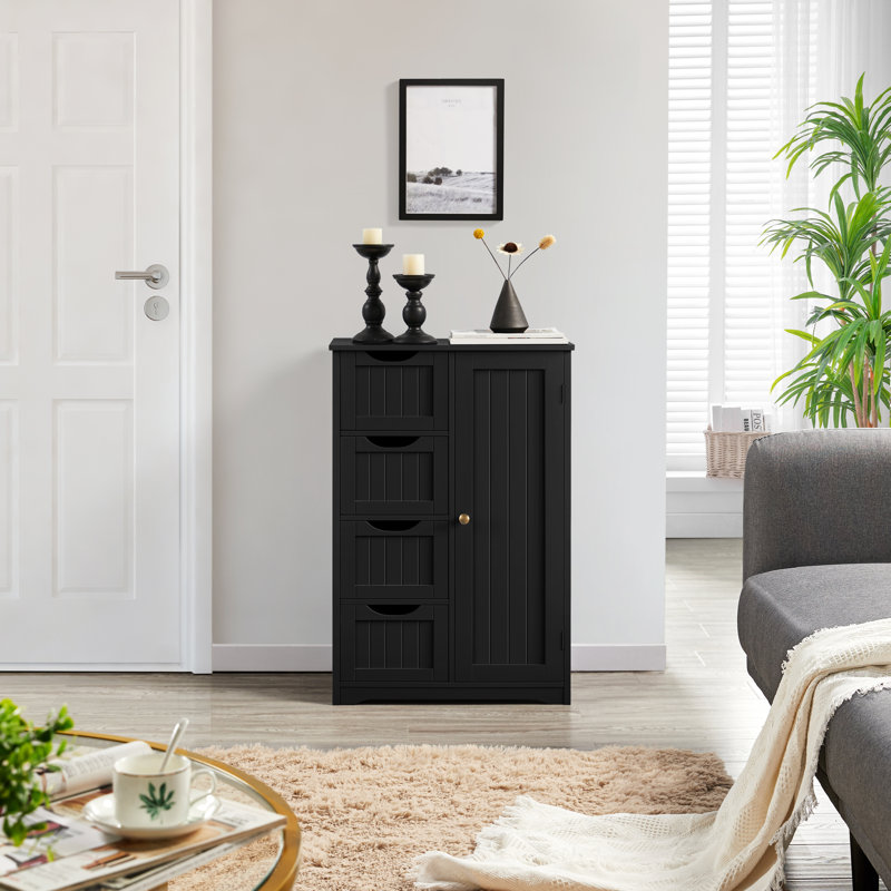 Modern Freestanding Bathroom Cabinet, Matte Black