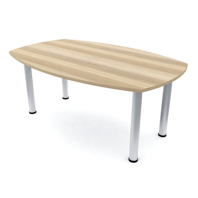 Pavert Arc Boat Conference Table with Round Metal Post Leg