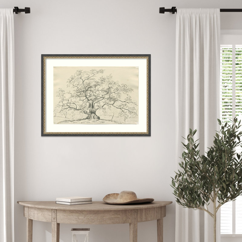 «Cannock Chas Pen» et dessin au crayon par English School, reproduction d'art encadrée sur bois, 19 x 25, Matinée bronze noir