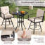 Ensemble de 2 tabourets de bar pivotants d'extérieur, chaises de patio à hauteur de bar avec dossier haut, noir et beige