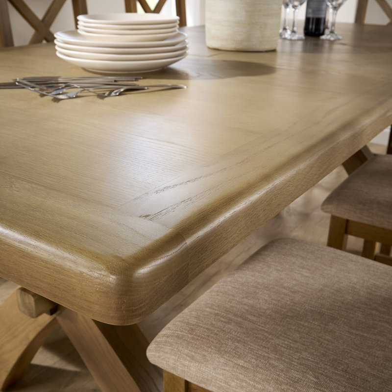 Ciro 2.3m Extending Dining Table & Oak Set 6 Cross Back Chairs, Beige