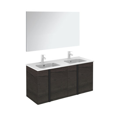 Ensemble de meuble-lavabo de salle de bain double fixé au mur 48 po avec miroir Miguel