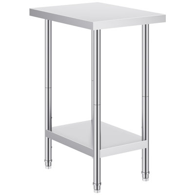 Stainless Steel Prep Table Heavy Duty Metal Worktable with 3 Adjustable Height Levels