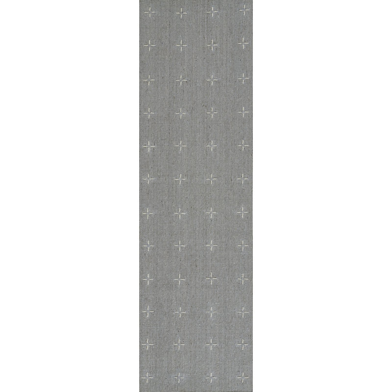 Momeni Oliver Geometric Wool and Polyester Hand Loomed Light Blue Area Rug, Runner 2'3" x 8'