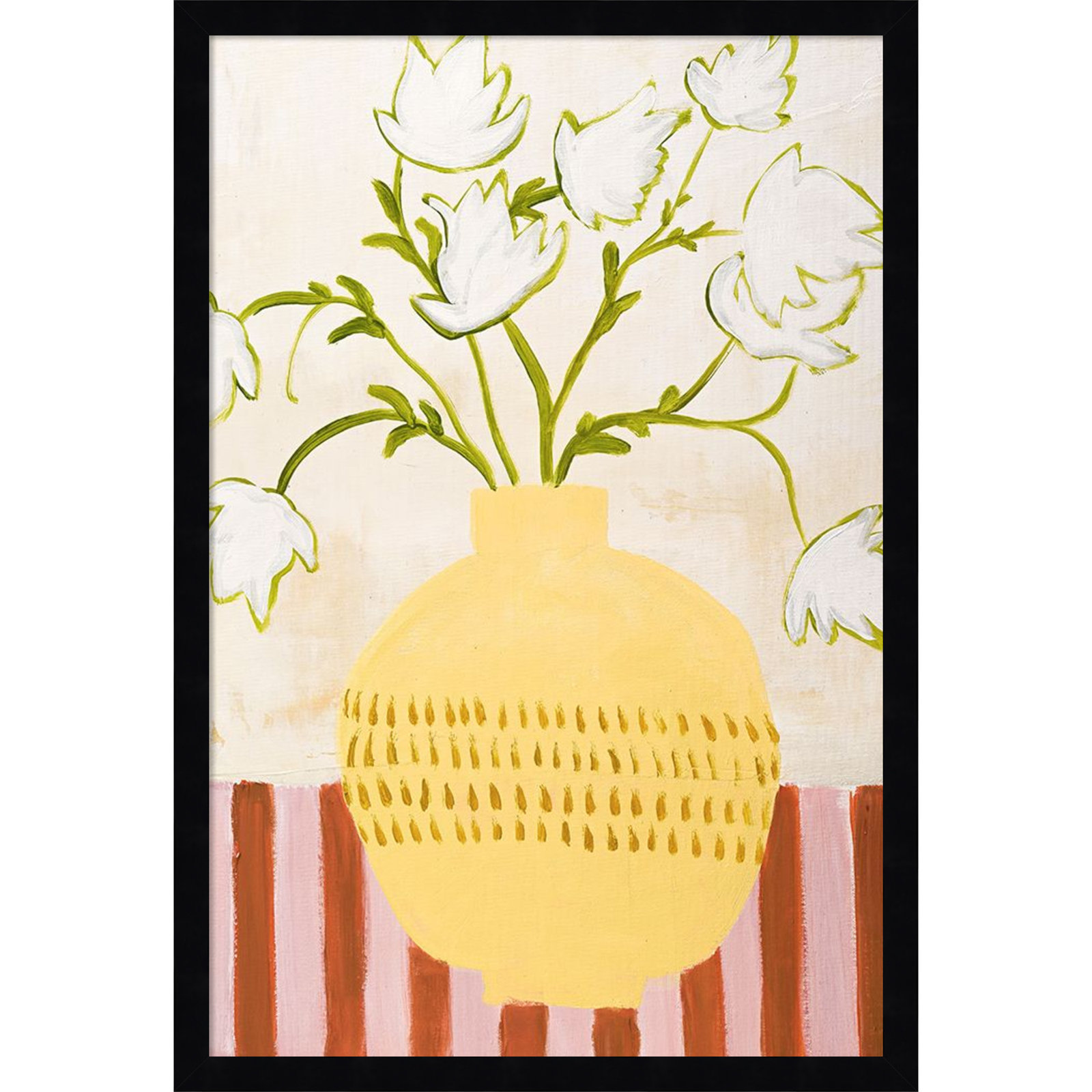 Yellow Vase by Design Fabrikken Wood Framed Wall Art Print, Black, 25" H x 17" W