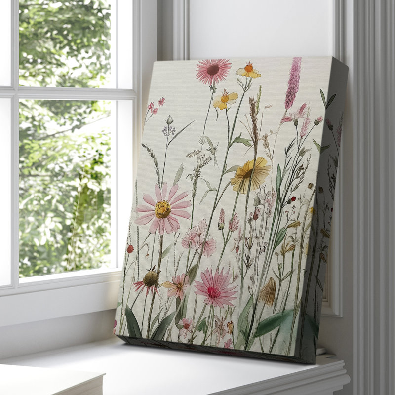 Toile tendue avec châssis floral, prêt à accrocher, H 60 po x l 40 po