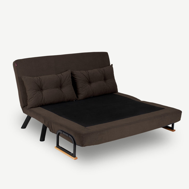 Sherri-Ann 54.3" Upholstered Sleeper Sofa, Brown 100% Polyester