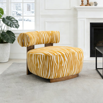 Tilton Chenille Accent Chair In Zebra-Stripe Fabric