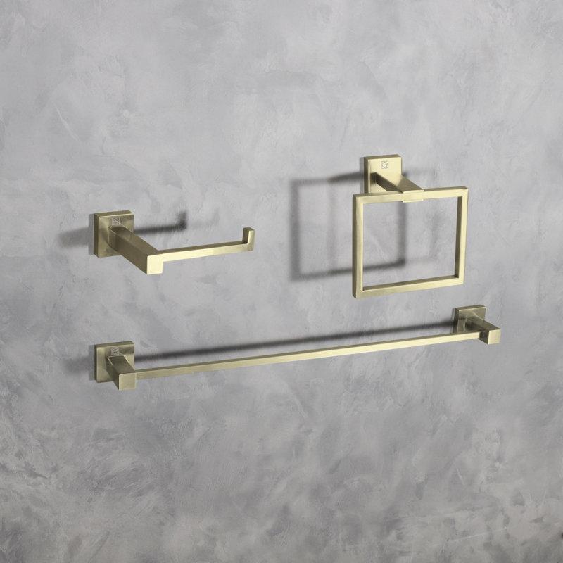 Isla 3 - Piece Bathroom Hardware Set, Brushed Gold