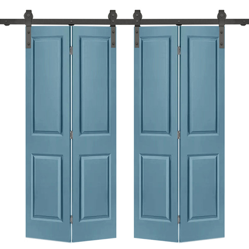 Portes de grange doubles en panneaux de fibres à densité moyenne composites avec ensemble de quincaillerie d'installation