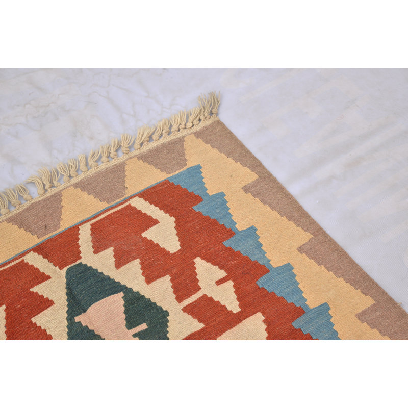 Tapis de zone one-of-kind noué la orange/beige 2 pi 10 po x 3 pi 7 po