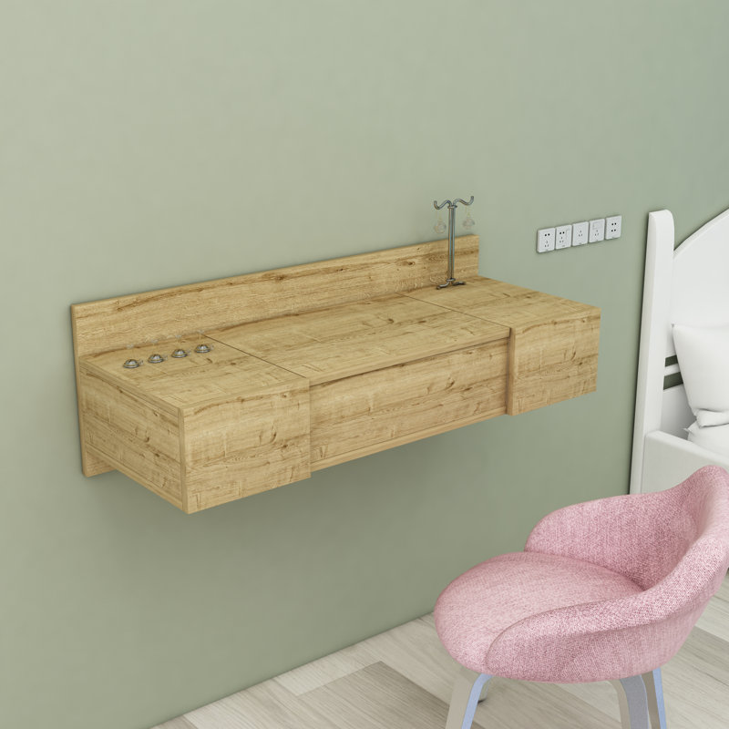 Makeup Vanity with Mirror and Storage Eubha, Sapphire Oak