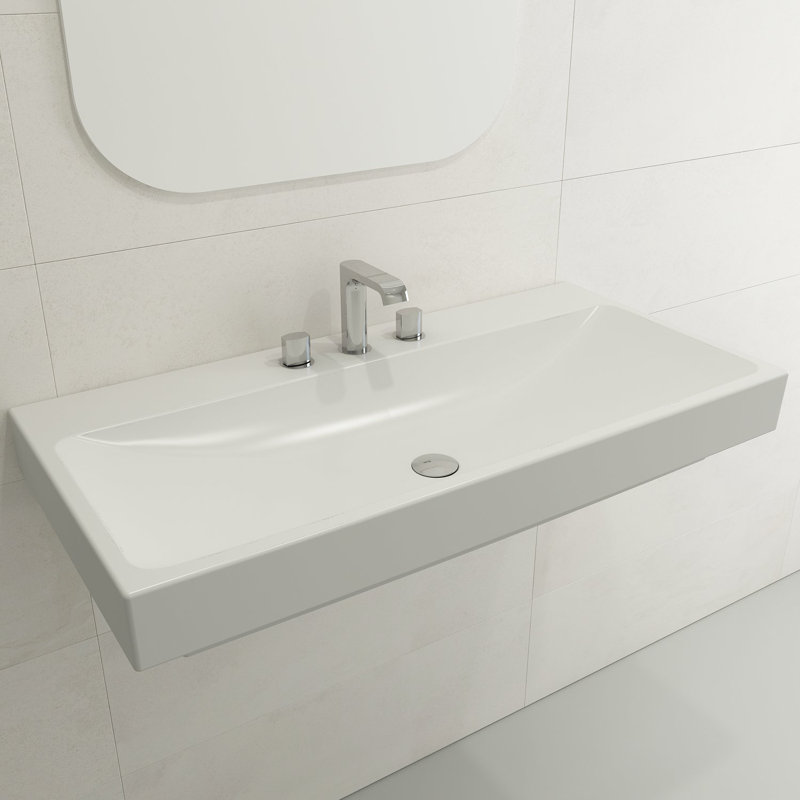 Scala Arch 39.76'' L Bathroom Sink, Matte White, Single-Hole