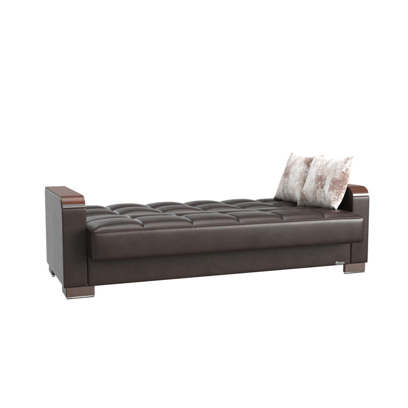 Canapé-lit rembourré avec rangement en bois Primenest Zenaero Collection, Brun