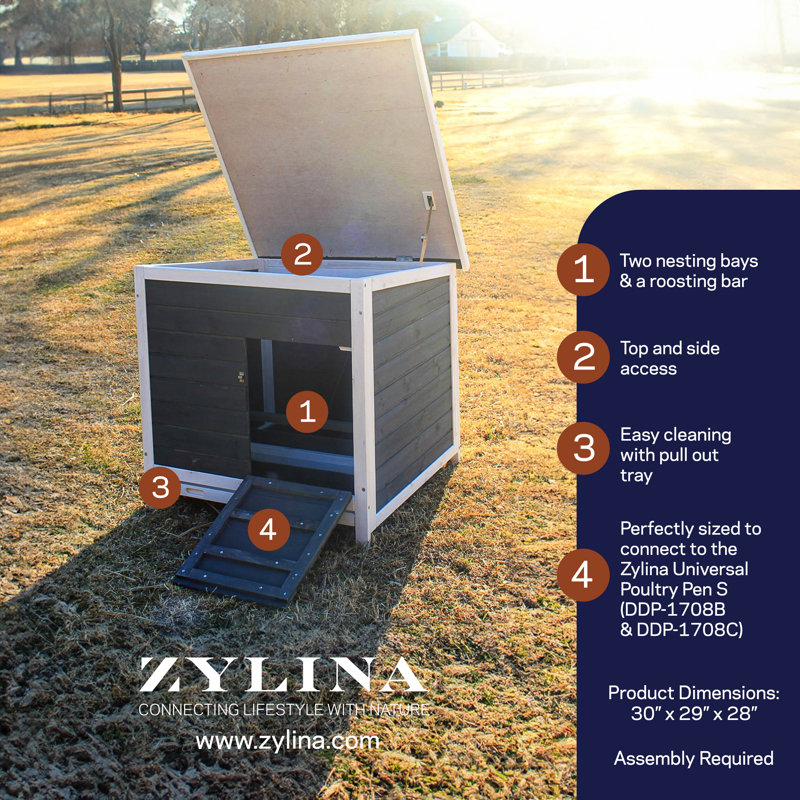 Zylina Blue and White Wooden Chicken Coop with Nesting Box