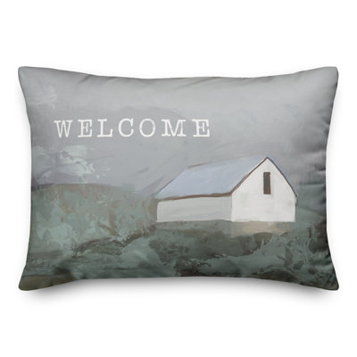  Housse et insert de coussin rectangulaire Welcome Barn in Fog