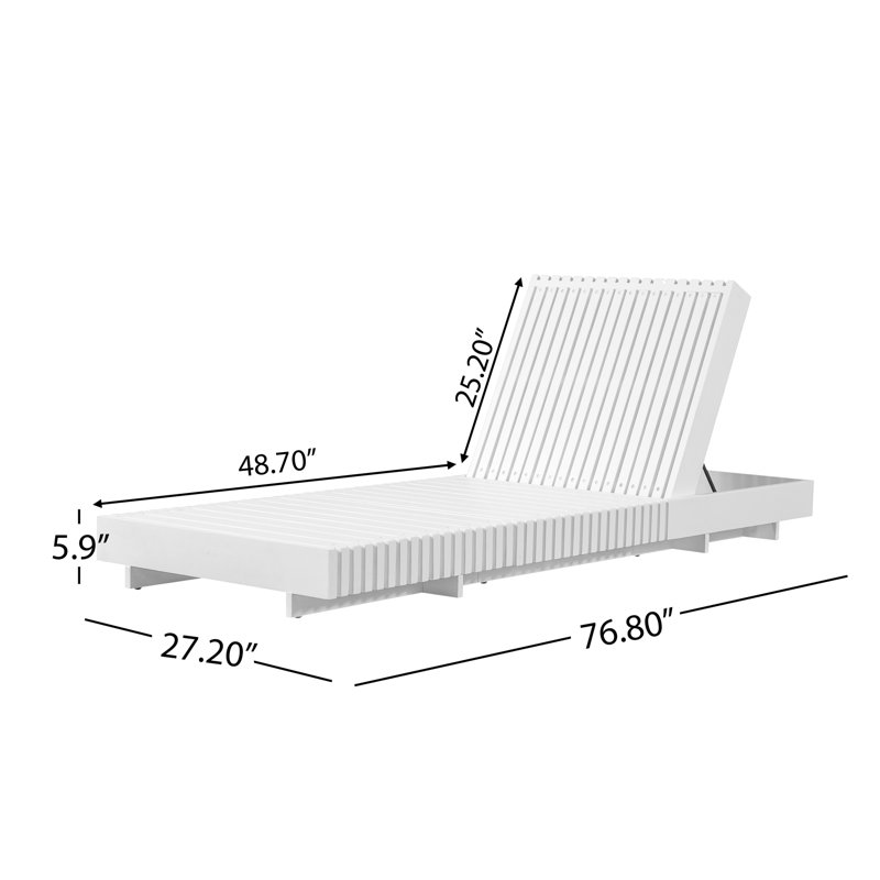 Chaise longue de patio moderne réglable en bois, chaise longue de luxe blanche