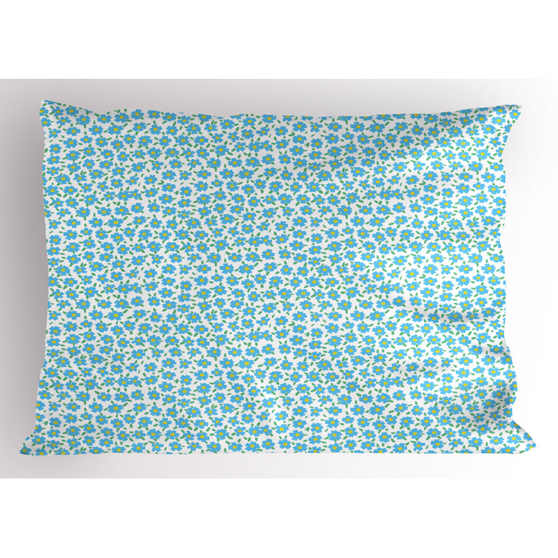 Ensemble de 2 taies décoratives Ambesonne Spring Forget Me Not Flowers - bleu, vert et jaune