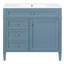 Meuble-lavabo moderne de 36 po avec lavabo en céramique, 3 tiroirs et 1 armoire de rangement, tablette réglable, organisateur de porte d'armoire, glissières de tiroir en métal lisse, poignée texturée exquise à pieds romains